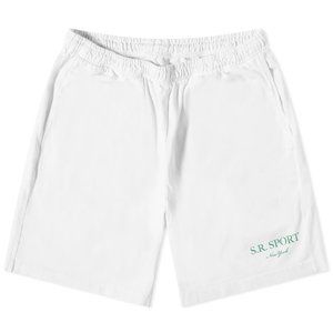 Sporty & Rich White Athletic Shorts with Green Logo